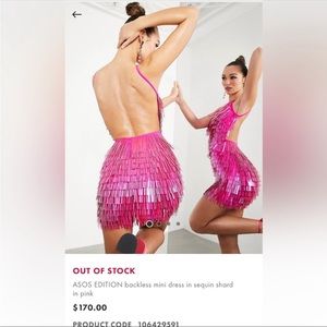 ASOS limited edition backless pink mini dress with shards